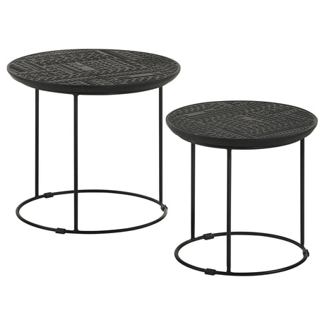 Loannis Matte Black 2-Piece Round Nesting Table from Coaster - Luna Furniture