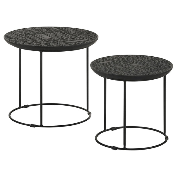 Loannis Matte Black 2-Piece Round Nesting Table