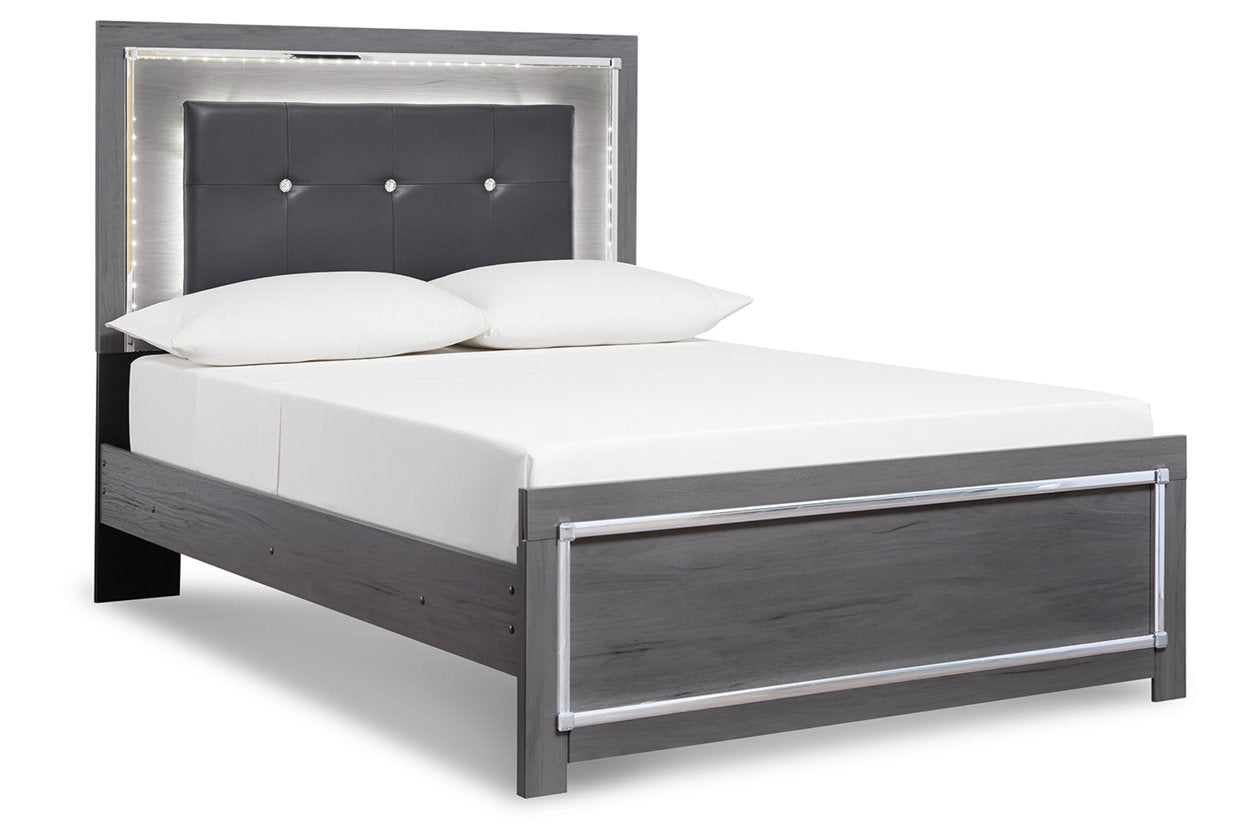 Lodanna Gray Full LED Upholstered Panel Bed from Ashley Furniture - Luna Furniture
