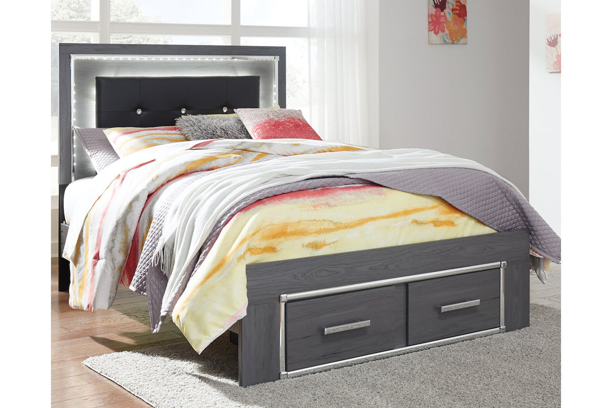 Lodanna Gray Full LED Upholstered Storage Panel Bed from Ashley - Luna Furniture