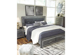 Lodanna Gray King LED Upholstered Storage Panel Bed from Ashley - Luna Furniture