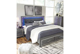 Lodanna Gray King LED Upholstered Storage Panel Bed from Ashley - Luna Furniture