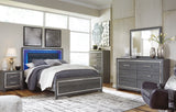 Lodanna Gray LED Upholstered Panel Bedroom Set from Ashley - Luna Furniture