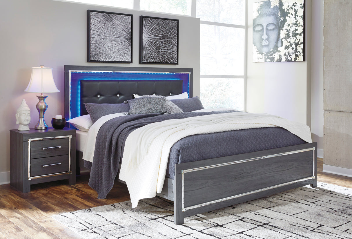 Lodanna Gray LED Upholstered Platform Bedroom Set from Ashley - Luna Furniture