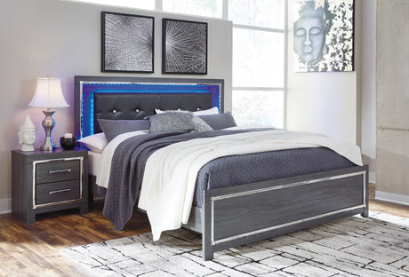 Lodanna Gray LED Upholstered Platform Bedroom Set from Ashley - Luna Furniture