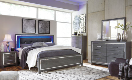 Lodanna Gray LED Upholstered Platform Bedroom Set from Ashley - Luna Furniture