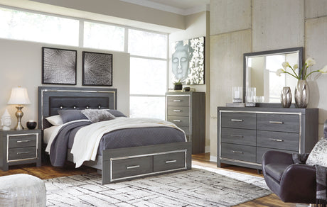 Lodanna Gray LED Upholstered Storage Panel Bedroom Set from Ashley - Luna Furniture
