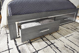 Lodanna Gray LED Upholstered Storage Panel Bedroom Set from Ashley Furniture - Luna Furniture