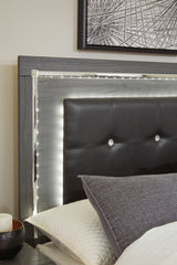 Lodanna Gray LED Upholstered Storage Panel Bedroom Set from Ashley Furniture - Luna Furniture