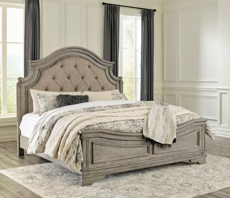 Lodenbay Antique Gray Upholstered Panel Bedroom Set from Ashley - Luna Furniture