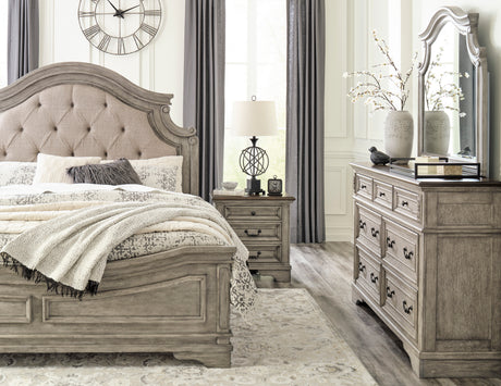 Lodenbay Antique Gray Upholstered Panel Bedroom Set from Ashley - Luna Furniture