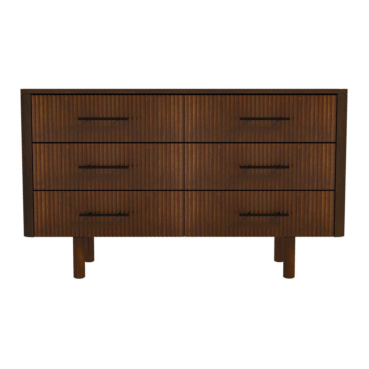 Logan Mid Century Modern Walnut Dresser with 6 Drawers Luna Furniture Logan Mid Century Modern Walnut Dresser with 6 Drawers Luna Furniture