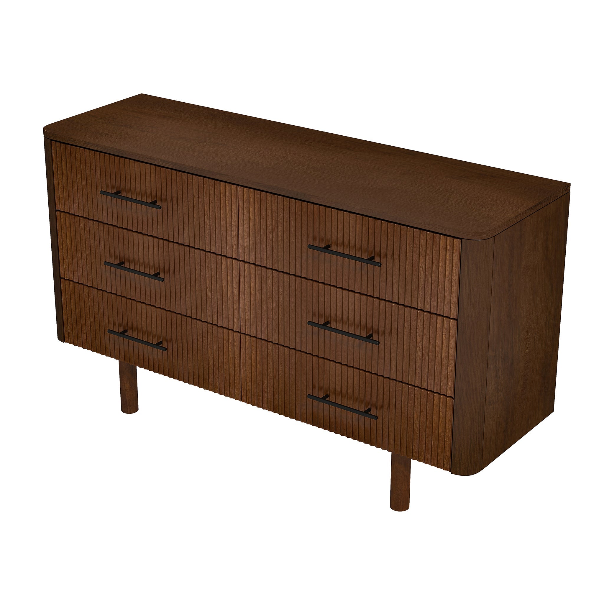 Logan Mid Century Modern Walnut Dresser With 6 Drawers - Thumbnail 5