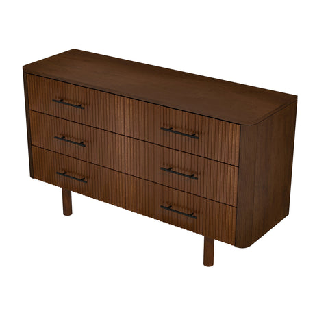 Logan Mid Century Modern Walnut Dresser with 6 Drawers from Ashcroft Furniture - Luna Furniture