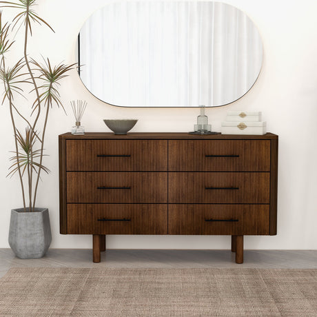 Logan Mid Century Modern Walnut Dresser with 6 Drawers from Ashcroft Furniture - Luna Furniture