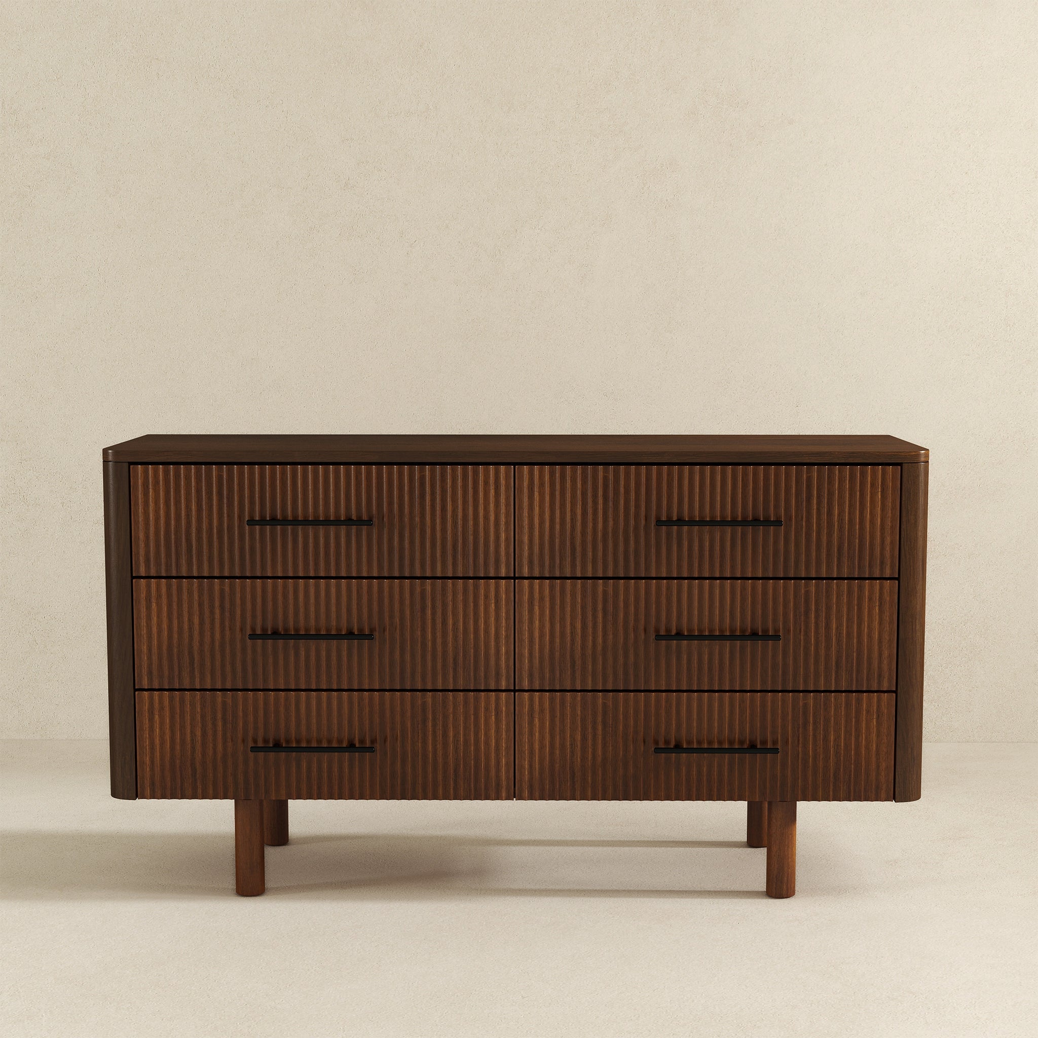 Logan Mid Century Modern Walnut Dresser With 6 Drawers - Thumbnail 3