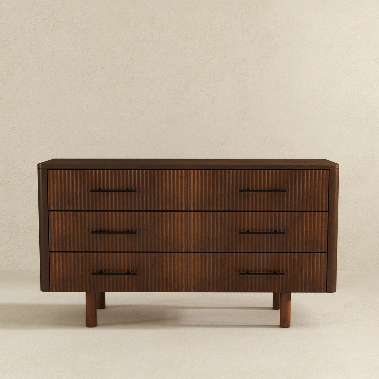 Logan Mid Century Modern Walnut Dresser with 6 Drawers – Luna Furniture Logan Mid Century Modern Walnut Dresser with 6 Drawers – Luna Furniture