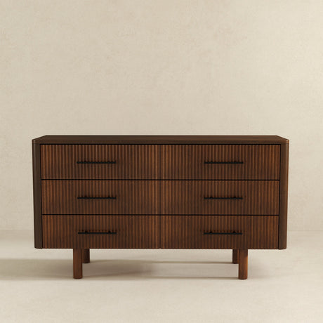 Logan Mid Century Modern Walnut Dresser with 6 Drawers from Ashcroft Furniture - Luna Furniture