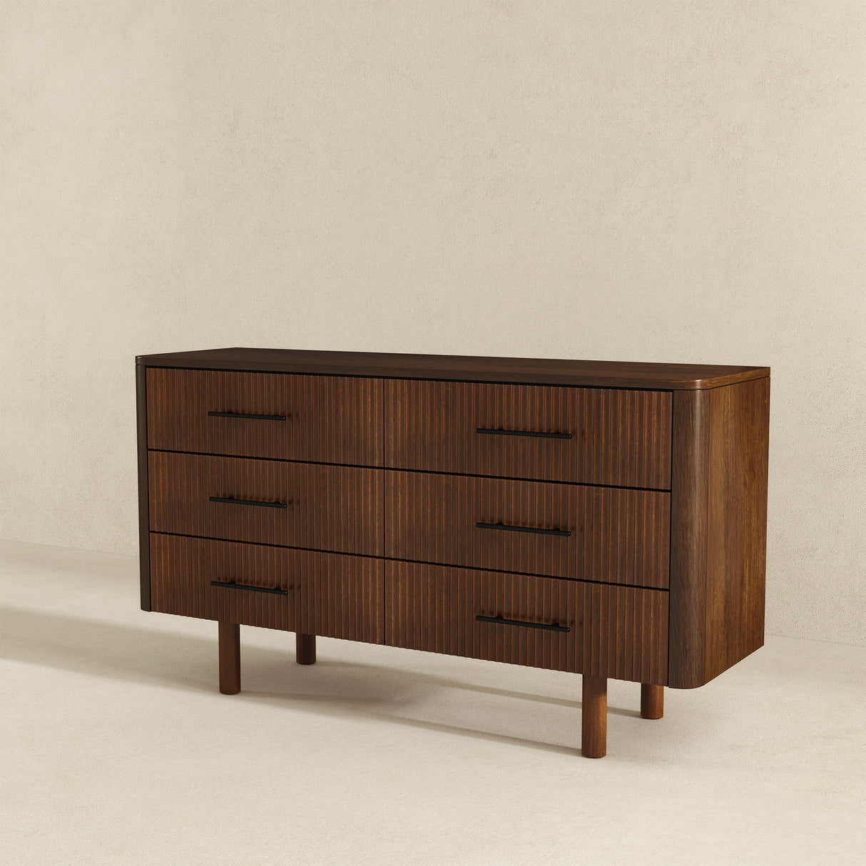 Logan Mid Century Modern Walnut Dresser with 6 Drawers from Midinmod - Luna Furniture