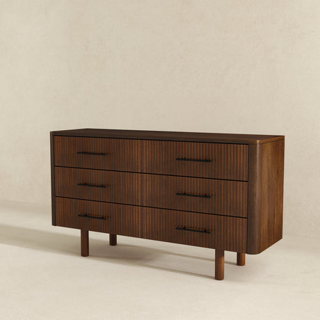 Logan Mid Century Modern Walnut Dresser with 6 Drawers from Ashcroft Furniture - Luna Furniture