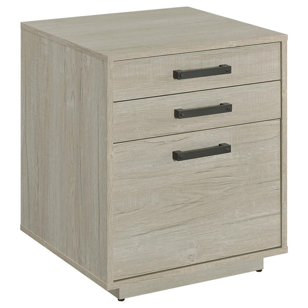 Loomis Whitewashed Gray 3-Drawer Square File Cabinet