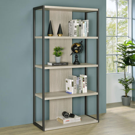 Loomis Whitewashed Gray 4-Shelf Bookcase from Coaster - Luna Furniture