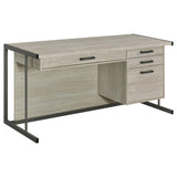 Loomis Whitewashed Gray and Gunmetal 4-Drawer Rectangular Office Desk from Coaster - Luna Furniture
