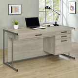 Loomis Whitewashed Gray and Gunmetal 4-Drawer Rectangular Office Desk from Coaster - Luna Furniture