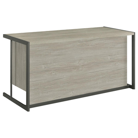 Loomis Whitewashed Gray and Gunmetal 4-Drawer Rectangular Office Desk from Coaster - Luna Furniture
