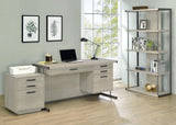 Loomis Whitewashed Gray and Gunmetal 4-Drawer Rectangular Office Desk from Coaster - Luna Furniture