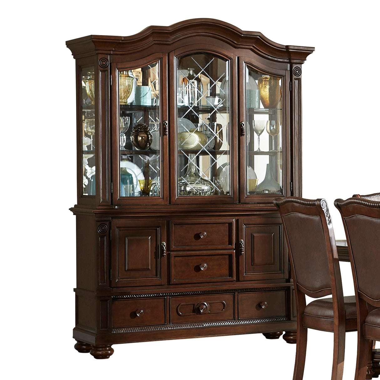 Lordsburg Brown Chery China Cabinet (Buffet & Hutch) from Homelegance - Luna Furniture