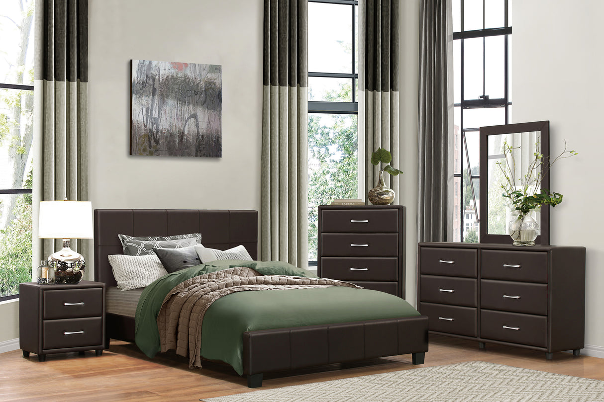 Lorenzi Dark Brown Queen Upholstered Platform Bed from Homelegance - Luna Furniture