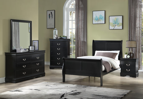Louis Philip Black Twin Sleigh Bed from Crown Mark - Luna Furniture