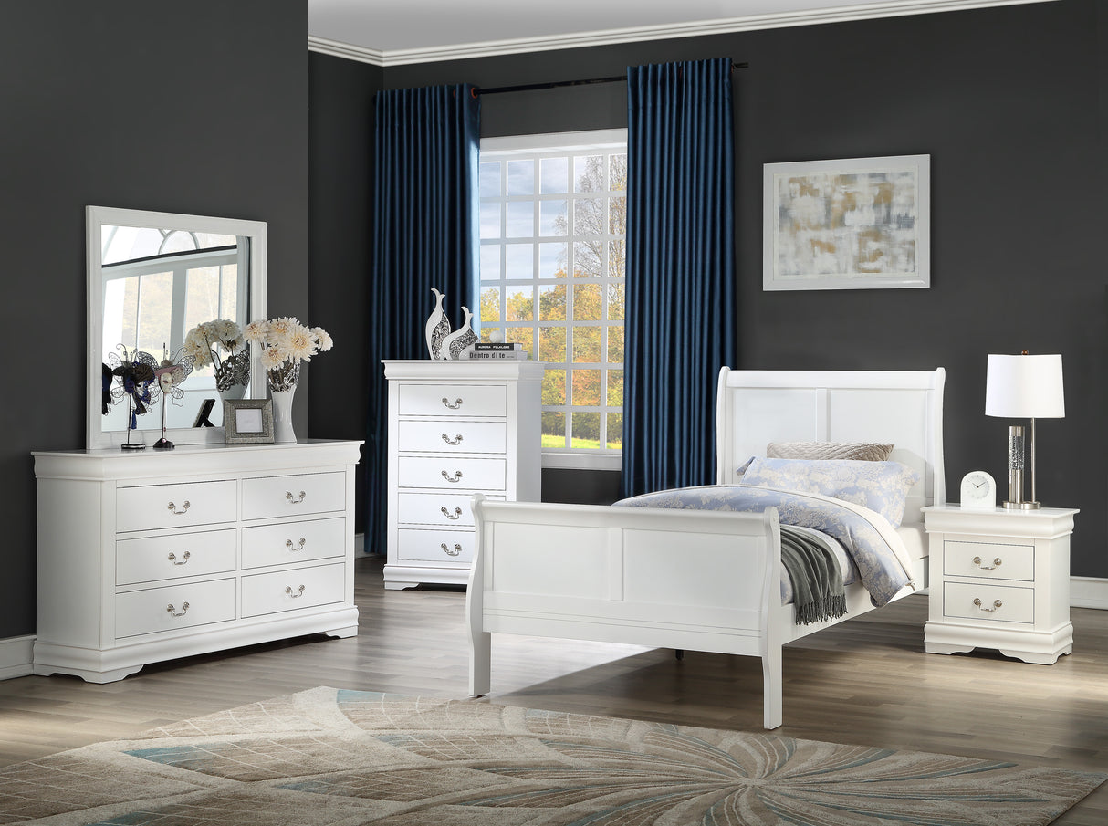 Louis Philip White Full Sleigh Bed from Crown Mark - Luna Furniture