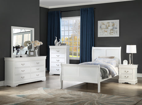 Louis Philip White Twin Sleigh Bed from Crown Mark - Luna Furniture