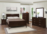 Louis Philippe Cappuccino 5-Piece Queen Panel Bedroom Set with High Headboard from Coaster - Luna Furniture
