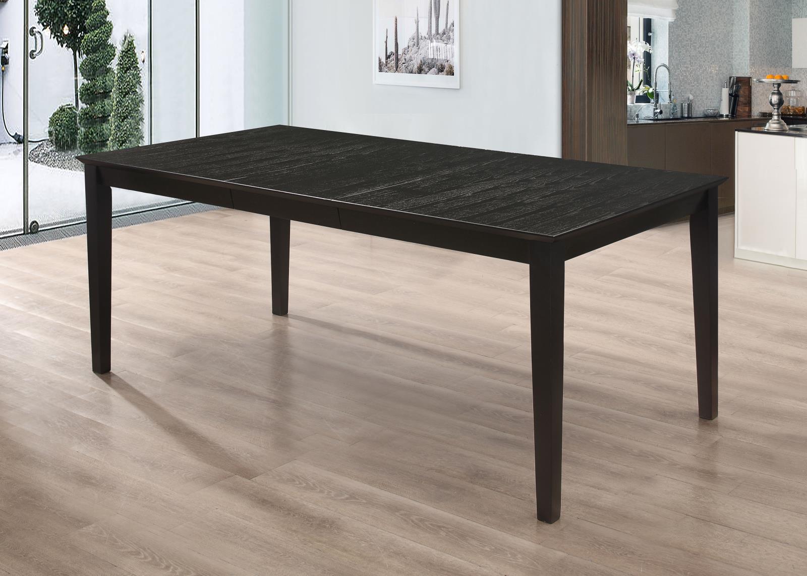 Deuxieme Classe ラクーン モヘア ブラック Coaster Louise Rectangular Dining Table with Extension Leaf Black
