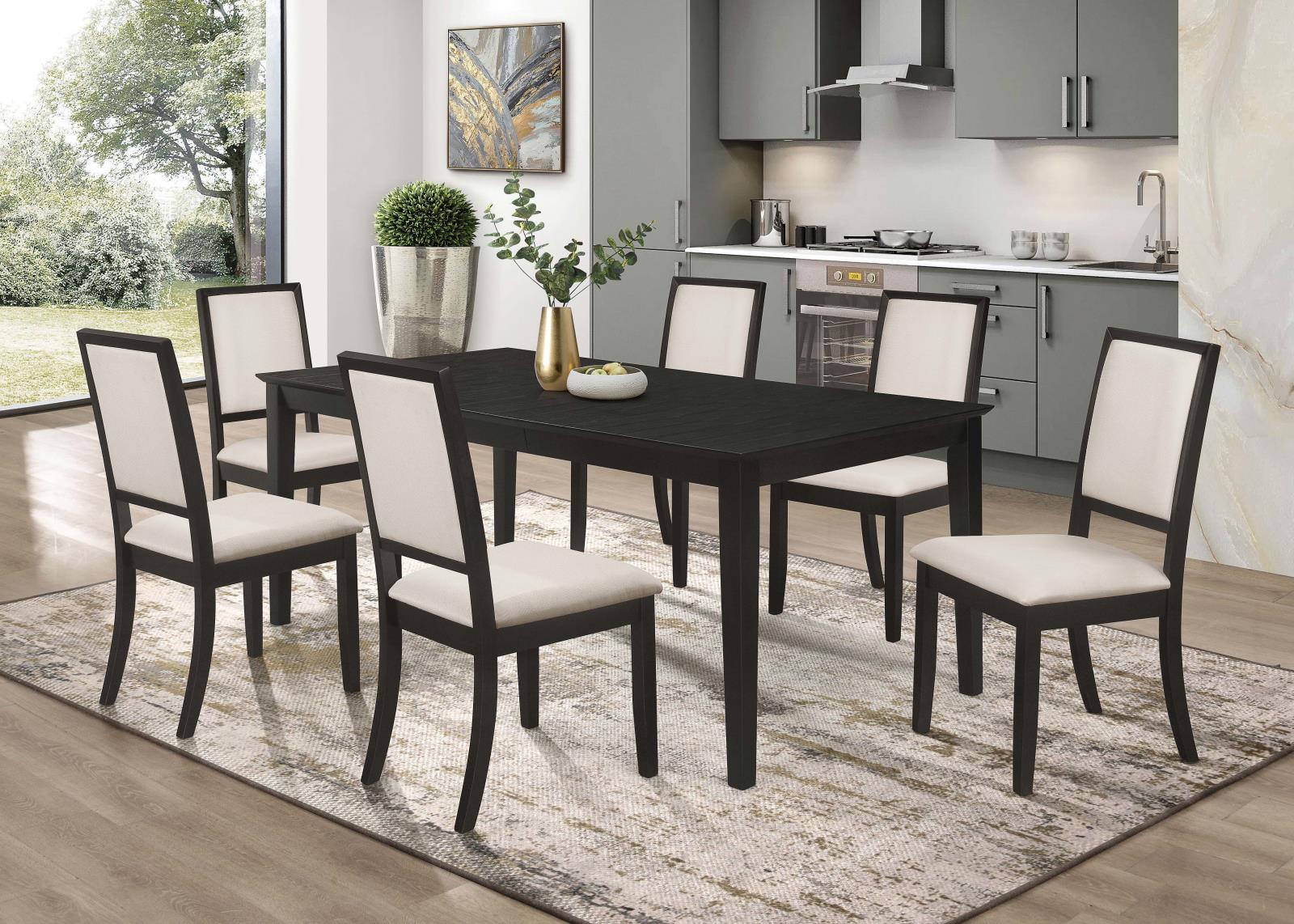 Coaster Louise Rectangular Dining Table with Extension Leaf Black