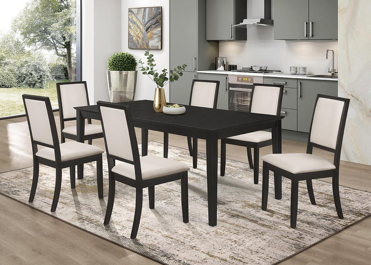 Louise Black and Cream 7-Piece Rectangular Dining Set from Coaster - Luna Furniture
