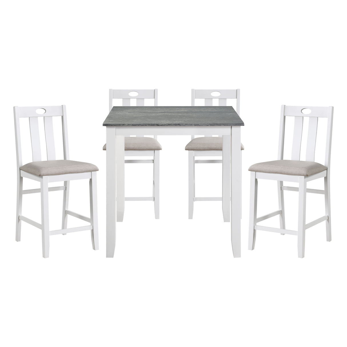 Lowell Bright White/Weathered Gray 5-Piece Counter Height Set from Homelegance - Luna Furniture