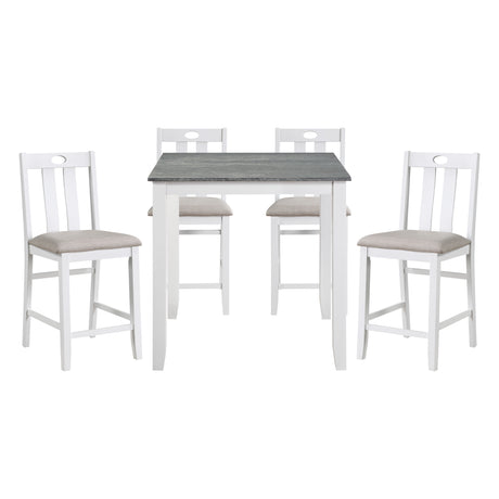 Lowell Bright White/Weathered Gray 5-Piece Counter Height Set from Homelegance - Luna Furniture