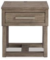 Loyaska Grayish Brown/White End Table from Ashley - Luna Furniture