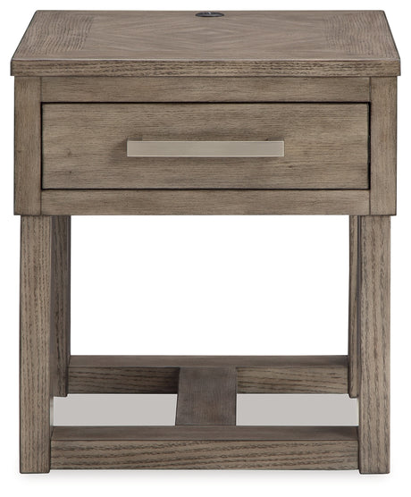 Loyaska Grayish Brown/White End Table from Ashley - Luna Furniture
