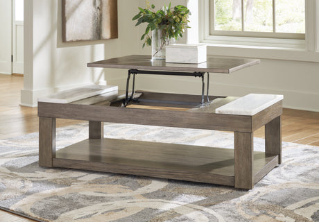 Loyaska Grayish Brown/White Lift-Top Coffee Table from Ashley - Luna Furniture
