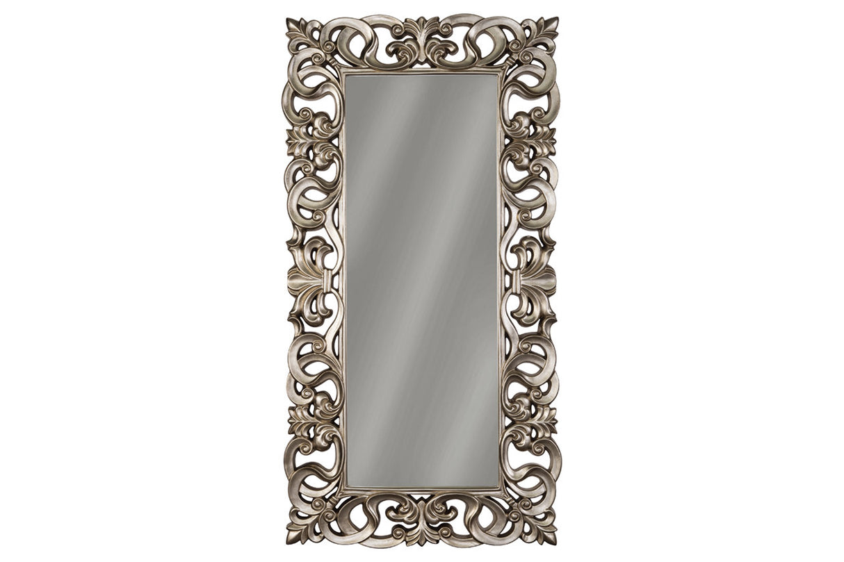 Lucia Antique Silver Finish Floor Mirror from Ashley - Luna Furniture