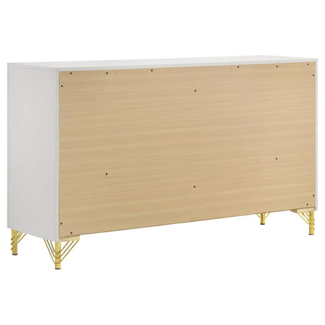 Lucia Beige Bedroom Set with Upholstered Wingback Panel Bed from Coaster - Luna Furniture