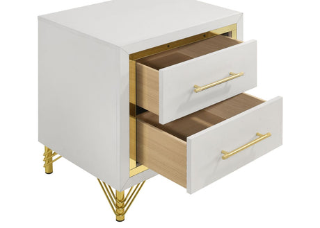 Lucia White 2-Drawer Nightstand from Coaster - Luna Furniture