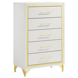 Lucia White 5-Drawer Bedroom Chest from Coaster - Luna Furniture