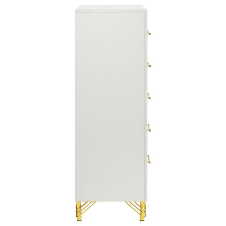 Lucia White 5-Drawer Bedroom Chest from Coaster - Luna Furniture