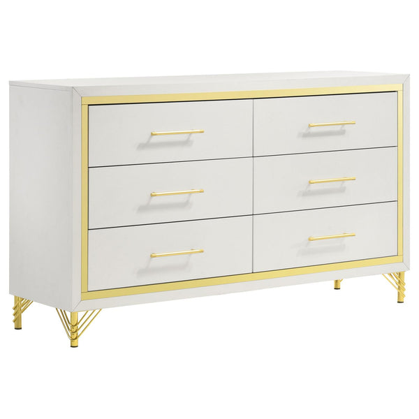 Lucia White 6-Drawer Bedroom Dresser